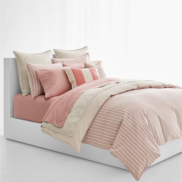 Lauren Ralph Lauren Graydon Bold Stripe Dune And Nantucket Red King Duvet Cover - Picture 1 of 6